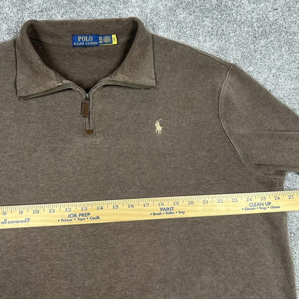 Polo Ralph Lauren Estate Rib Sweater Men's XXL 2XL Brown 1/4 Quarter Zip Cotton